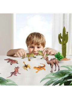 Sienon SIENON 32Pcs Desert Animal Figurines Set Model Trees Cactus Kit Desert Diorama Project with Camel Fennec Fox Rattlesnake Scorpion Lizard Reptile Toy Playset for Kids Birthday Cake Toppers Party Dcor  - Image 1