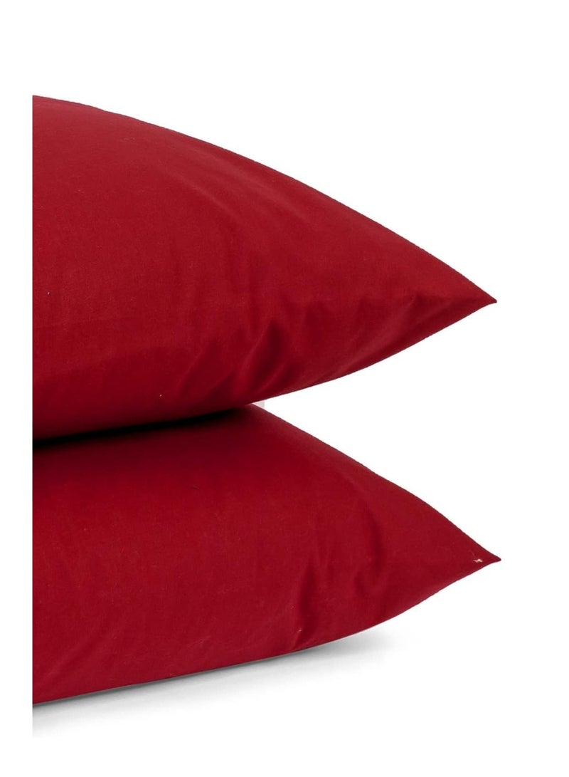 Cotton pillowcase set, size 50 * 70 cm, 2 pieces (Red) - Image 3