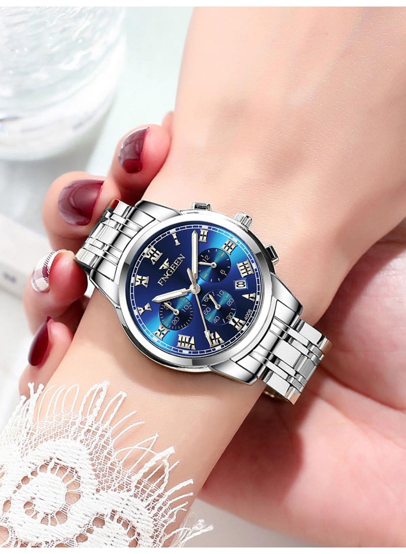 فنجين ساعات نسائية من أفضل العلامات التجارية الفاخرة المقاومة للماء وساعة التاريخ للسيدات بحزام من الفولاذ ساعة كوارتز كاجوال ساعة يد رياضية للنساء - Image 3