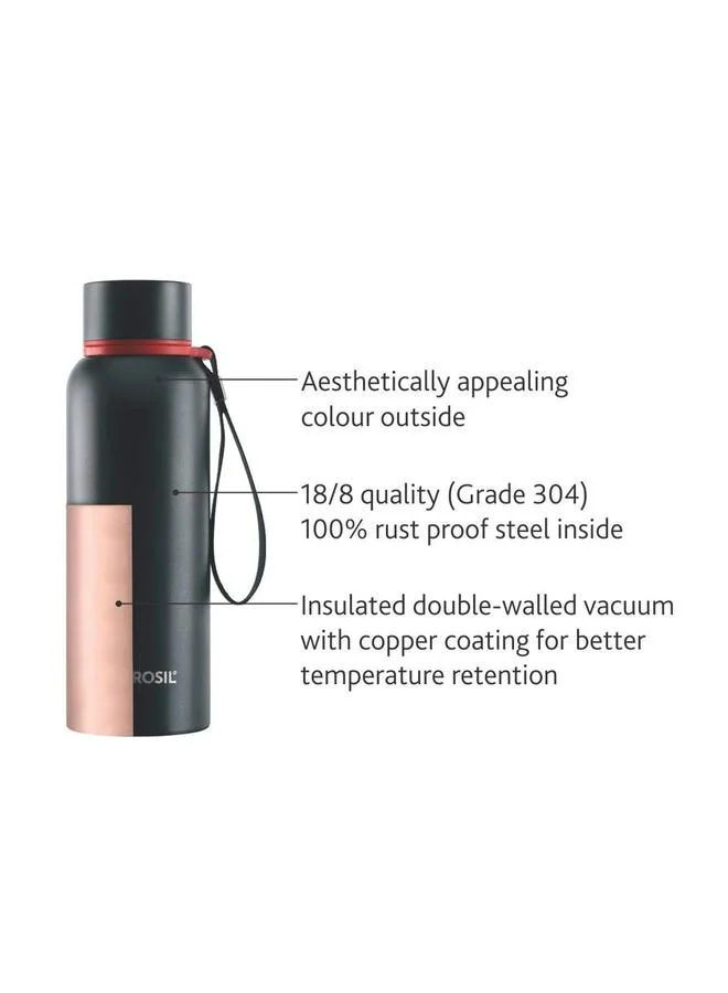 BOROSIL Vacuum Trek Bottle, Black 850Ml
