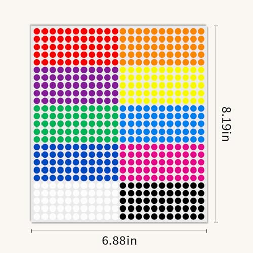 Ouzoustate 1/4" Small Colored Dot Stickers 2750 PCS Round Circle Stickers Tiny Mini Little Colored Coding Labels (Colorful) - Image 3