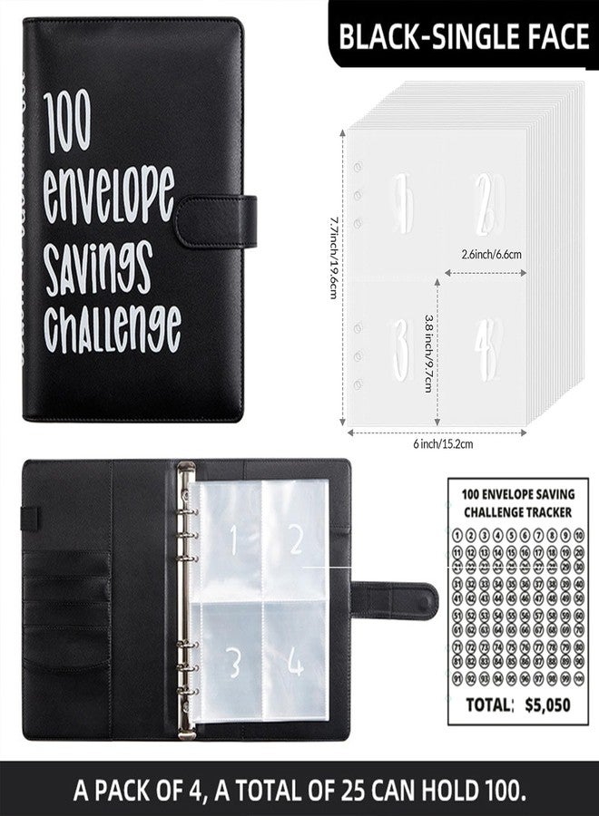 UOCLERY 2PCS 100 Envelopes Money Saving Challenge, Envelopes Challenge Binder, Achieving Financial Goals with a Budget Binder and Cash Envelopes, Successfully Reach Your Savings Goals of $5,050 (Pink+Black) - Image 2