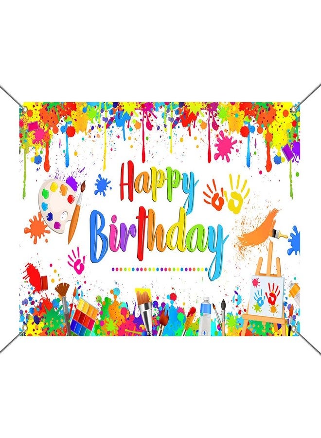 Mocsicka Paint Birthday Banner Kids Art Graffiti Birthday Party Decorations Painting Theme Happy Birthday Photo Backdrop for Boys and Girls - Image 5
