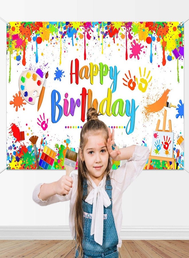 Mocsicka Paint Birthday Banner Kids Art Graffiti Birthday Party Decorations Painting Theme Happy Birthday Photo Backdrop for Boys and Girls - Image 4