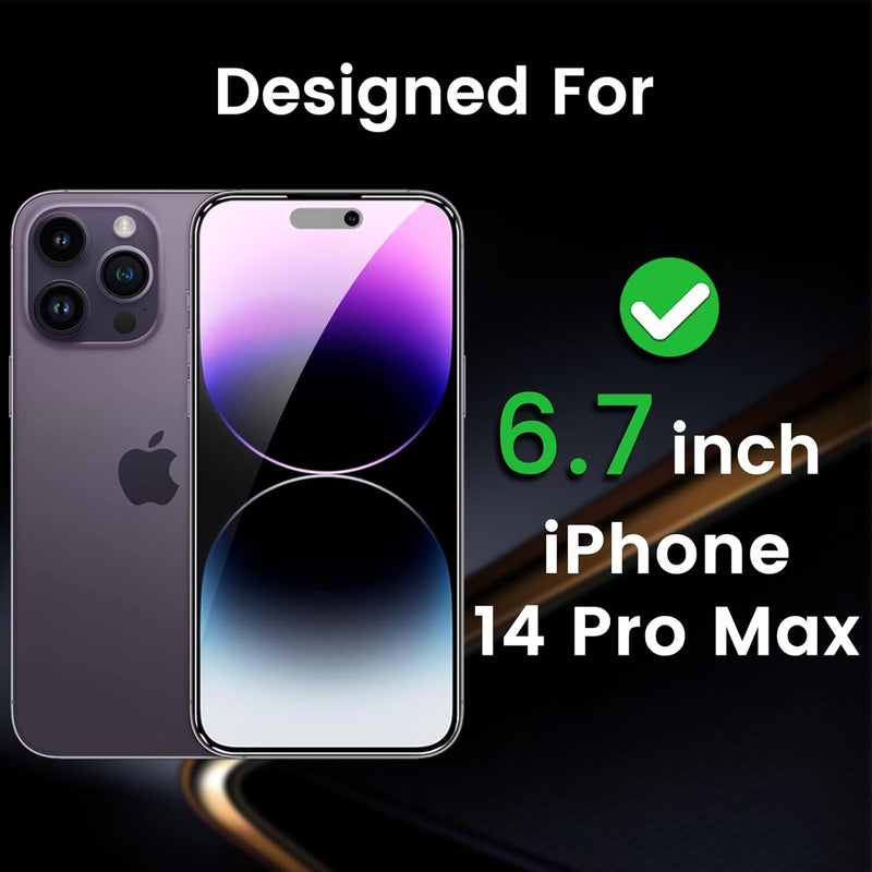 Romkasi 3 Pack Privacy Screen Protector for iPhone 14 Pro Max 6.7 Inch with 3 Pack Camera Lens Protector, Anti Spy Tempered Glass Film, Anti-Scratch, Touch Sensitive, Case Friendly - Image 3