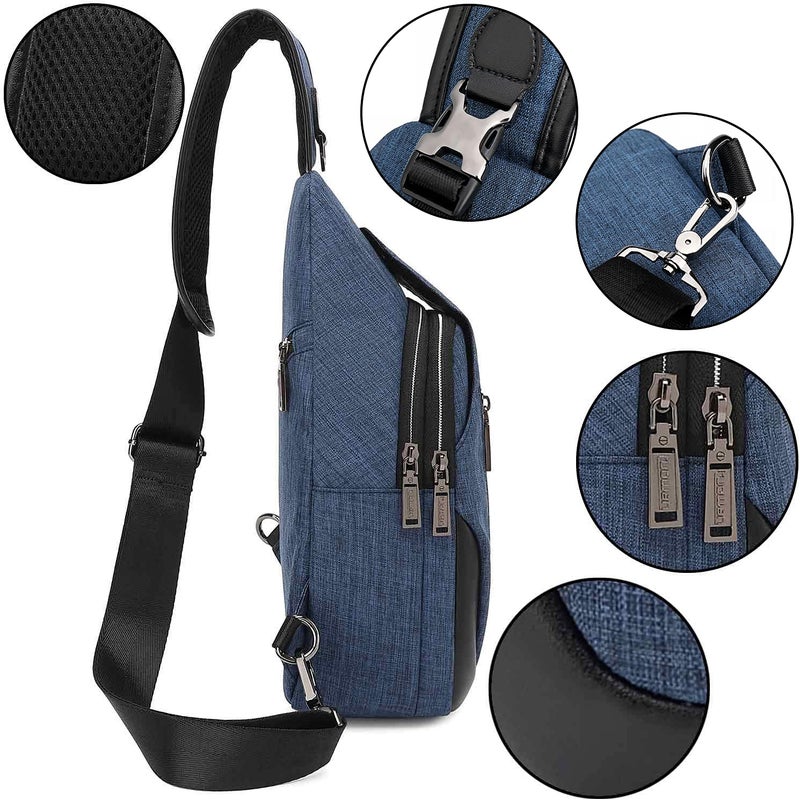 tuowan Small Sling Bag Crossbody Backpack Over the Shoulder Bag for Men Women Travel Outdoors, Lightweight Sling Chest Pack (Large, Blue) - Image 5