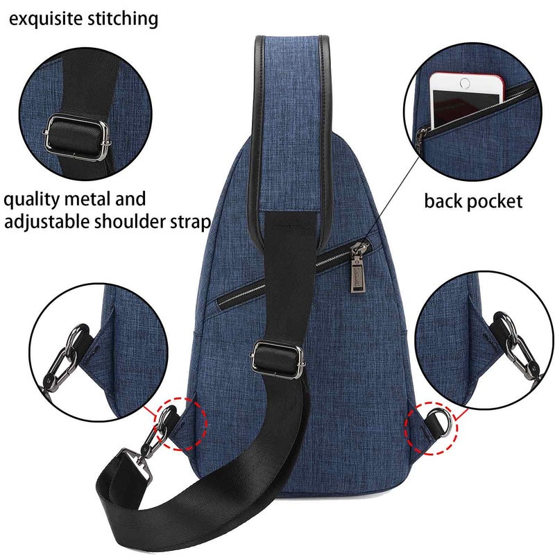 tuowan Small Sling Bag Crossbody Backpack Over the Shoulder Bag for Men Women Travel Outdoors, Lightweight Sling Chest Pack (Large, Blue) - Image 4