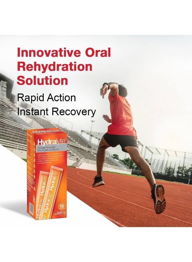 Hydralyte Electrolyte Ice Blocks - Orange | Oral Rehydration Solution | No Added Sugar | Helps Restore Electrolytes | Ideal for Vomiting, Diarrhea & Sweating | WHO Formula | 16 x 2 Pack - Image 4