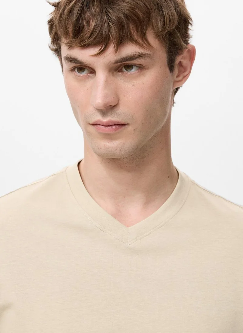 Mango Man  100% cotton slim-fit V-neck t-shirt for Men | Best Price UAE