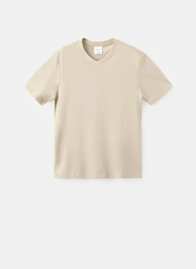 Mango Man  100% cotton slim-fit V-neck t-shirt for Men | Best Price UAE