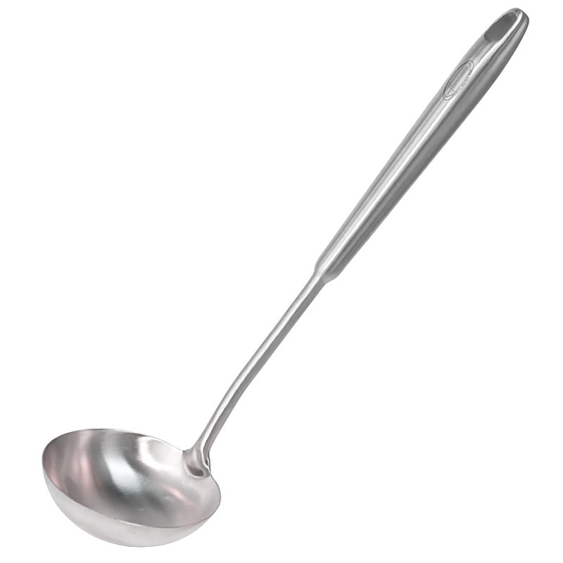 Newness Focus on Stainless Steel Newness Soup Ladle Rustproof Heat Resistance Integral Forming Resilient 304 Stainless Steel Soup Spoon with Vacuum Ergonomic Round Handle Cooking Spoon for Kitchen 137 Inches 