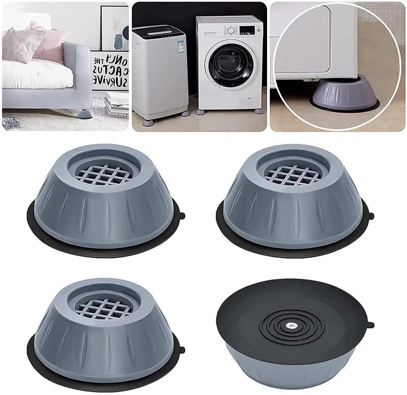Multipurpose Anti Vibration Pads Washing Machine Refrigerator Sofa Bed No Noise Clean Stability Easy Cleaning 4 pcs Grey  - Image 1