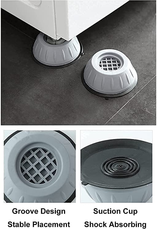 Multipurpose Anti Vibration Pads Washing Machine Refrigerator Sofa Bed No Noise Clean Stability Easy Cleaning 4 pcs Grey  - Image 5