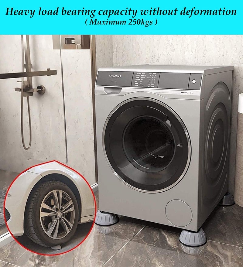 Multipurpose Anti Vibration Pads Washing Machine Refrigerator Sofa Bed No Noise Clean Stability Easy Cleaning 4 pcs Grey  - Image 3