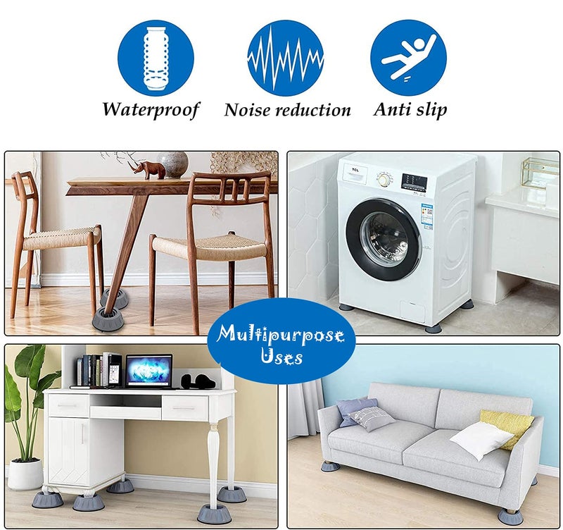 Multipurpose Anti Vibration Pads Washing Machine Refrigerator Sofa Bed No Noise Clean Stability Easy Cleaning 4 pcs Grey  - Image 2