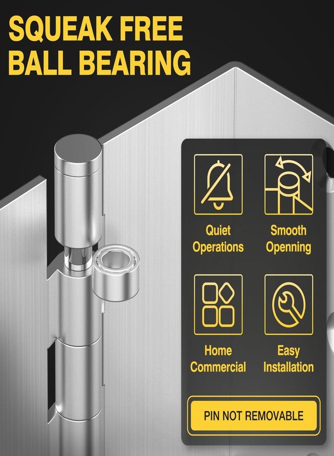 KOLET Offset Door Hinges, 4 Inches Ball Bearing Door Hinges, 1/4" Radius Corner Expandable Door Hinges, 2 Inches Widen Doorway, Smooth and Easy Installation, Brushed Nickel, 3 Packs - Image 3