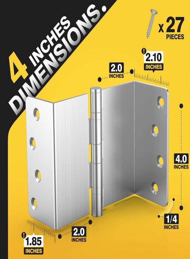 KOLET Offset Door Hinges, 4 Inches Ball Bearing Door Hinges, 1/4" Radius Corner Expandable Door Hinges, 2 Inches Widen Doorway, Smooth and Easy Installation, Brushed Nickel, 3 Packs - Image 2