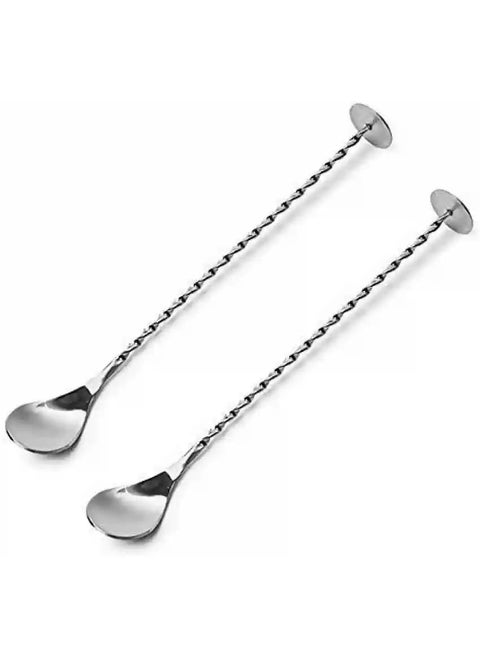 finality Stainless Steel Twisted Design Coin Bar Spoon Cocktail Mixing Spoon Long Handle Stirring SpoonSize30cmPack of 2