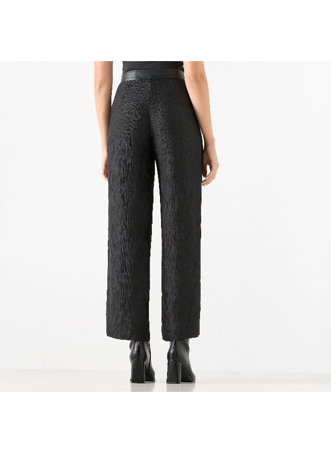 Iconic Iconic Textured Straight Fit Flexi Waist Trousers  - Image 4