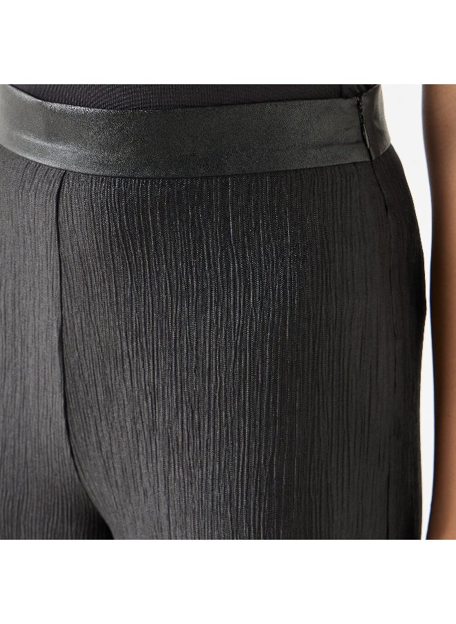 Iconic Iconic Textured Straight Fit Flexi Waist Trousers  - Image 3