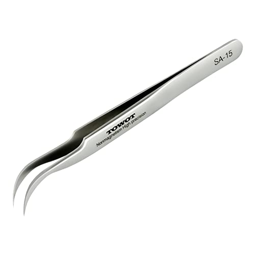 TOWOT Precision Tweezers, Stainless Steel Eagle Beak Tweezers for Craft, Electronics, Soldering, Experimental Work, Jewelry-Making, Non-Magnetic Curved Tweezers - Image 1