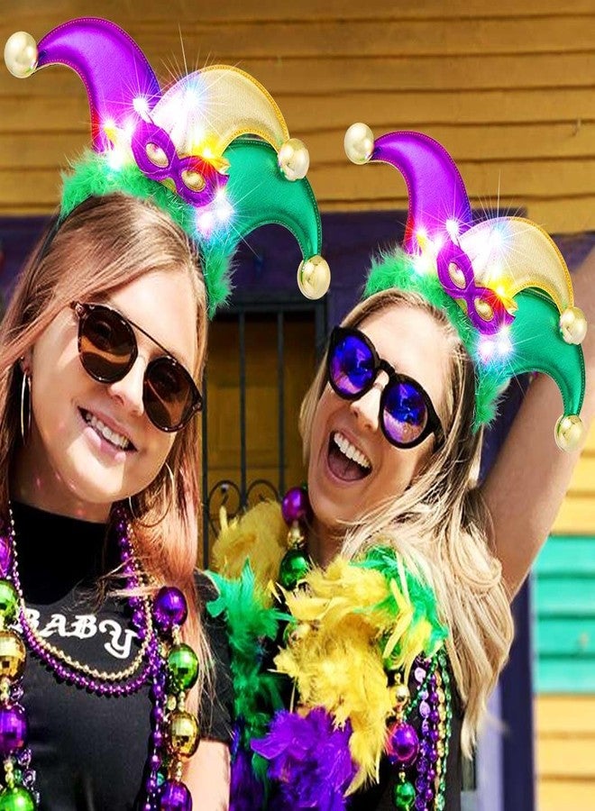CAKURE Mardi Gras Headpiece Light Up Headband Led Crown Headbands Carnival Hair Accessories for Women - Image 4
