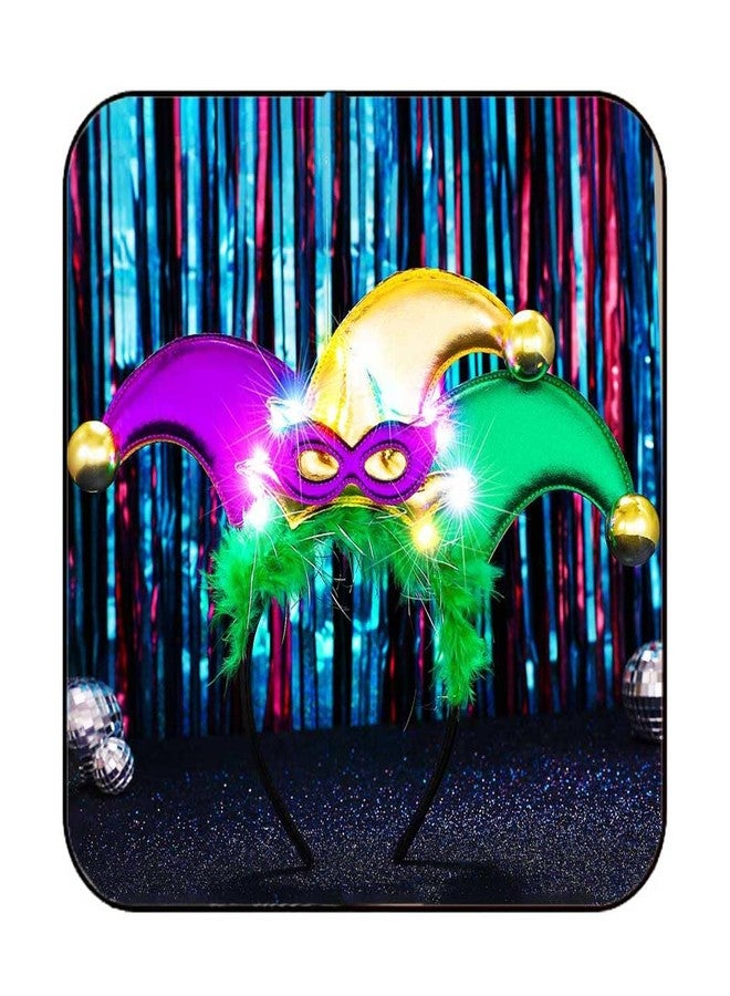 CAKURE Mardi Gras Headpiece Light Up Headband Led Crown Headbands Carnival Hair Accessories for Women - Image 1