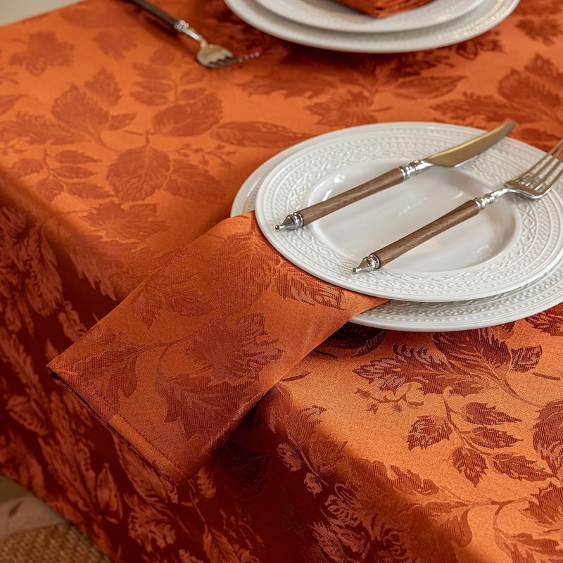 Joyfol Day Fall Thanksgiving Cloth Napkins 18 x 18 Inch Jacquard Fabric Autumn Rust Washable Napkins Set of 4 Countryside Leaves Dinner Napkins for HarvestFestival Party Decoration - Image 4