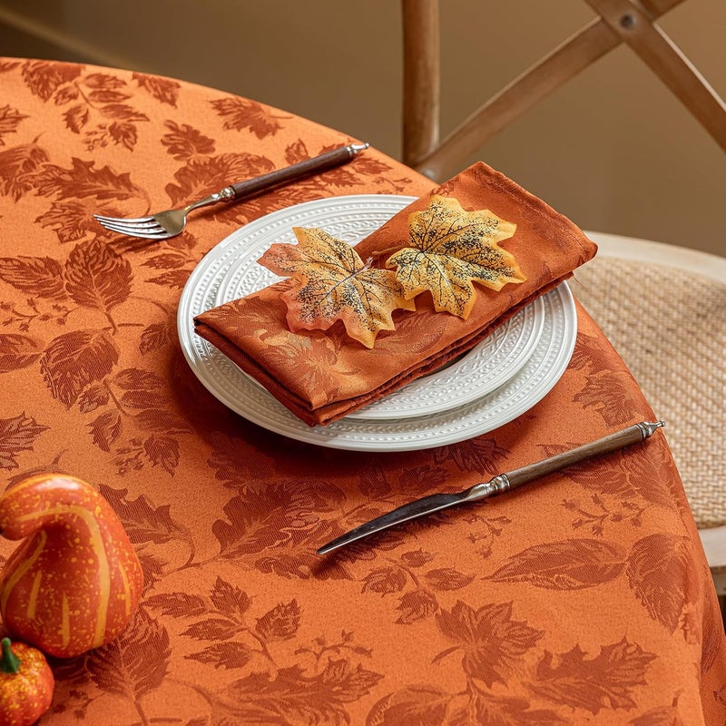 Joyfol Day Fall Thanksgiving Cloth Napkins 18 x 18 Inch Jacquard Fabric Autumn Rust Washable Napkins Set of 4 Countryside Leaves Dinner Napkins for HarvestFestival Party Decoration - Image 5
