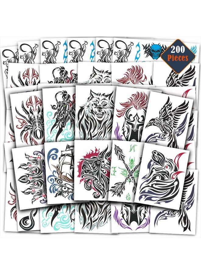 SAVVi Tribal Tattoos for Men Women Adults Kids ~ 200 Pcs Pre-Cut Individual Temporary Tribal Tattoos Realistic for Party Favors Maui Costumes | Fake Totem Tattoos  - Image 1