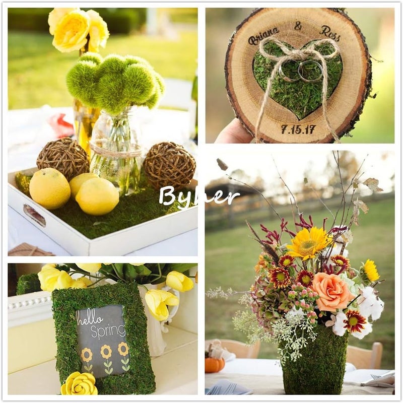 BYHER Dried Moss Mat for Wedding Birthday Party Fairy Garden Decorations, Dark Green (Green - 14" X 9") - Image 4