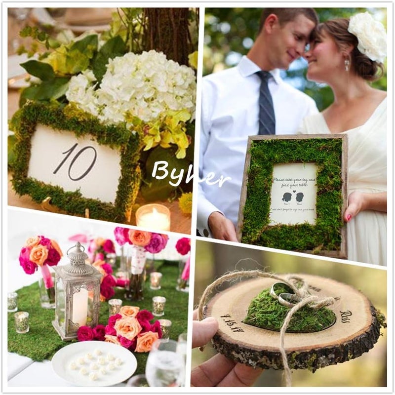 BYHER Dried Moss Mat for Wedding Birthday Party Fairy Garden Decorations, Dark Green (Green - 14" X 9") - Image 3