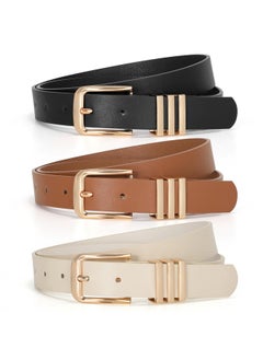 3 Pack Women'S Leather Belts Ladies Fashion Leather Belts For Jeans Pants Dress With Gold Buckle, Black+Brown+Beige - pzsku/ZDCCC2E7FD28815AE371BZ/45/_/1735566641/3d7aa25a-215b-4704-92b3-cdcec9516ad4