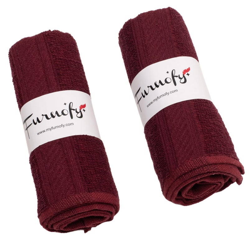 Furnofy 450 GSM Hand Towel Set of 2 Soft, Absorbent & Quick Dry Towel for Gym, Home, Kitchen, Pool, Travel - (40x60 cm, Maroon) - Image 1