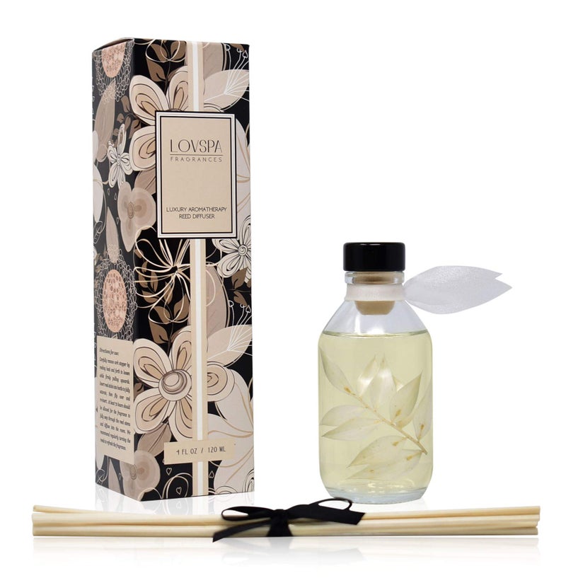 LOVSPA Reed Diffuser Set, Coconut & Eucalyptus Scented Oil Diffuser with Sticks, Home Fragrance Accessories for Bathroom Shelf Decor, Aroma Diffusers for Home or Office Desk, USA Made - Image 2