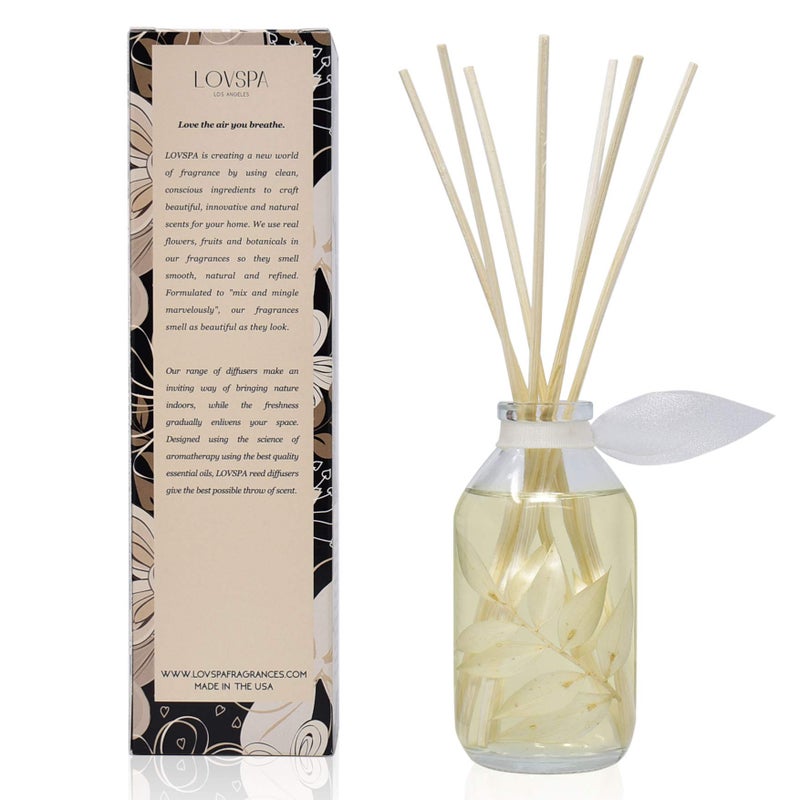 LOVSPA Reed Diffuser Set, Coconut & Eucalyptus Scented Oil Diffuser with Sticks, Home Fragrance Accessories for Bathroom Shelf Decor, Aroma Diffusers for Home or Office Desk, USA Made - Image 3