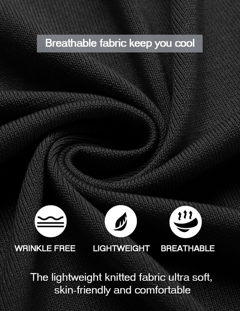 COOFANDY Mens Short Sleeve Knit Shirts Fashion Button Down Polo Shirt Casual Beach Top Black - Image 4