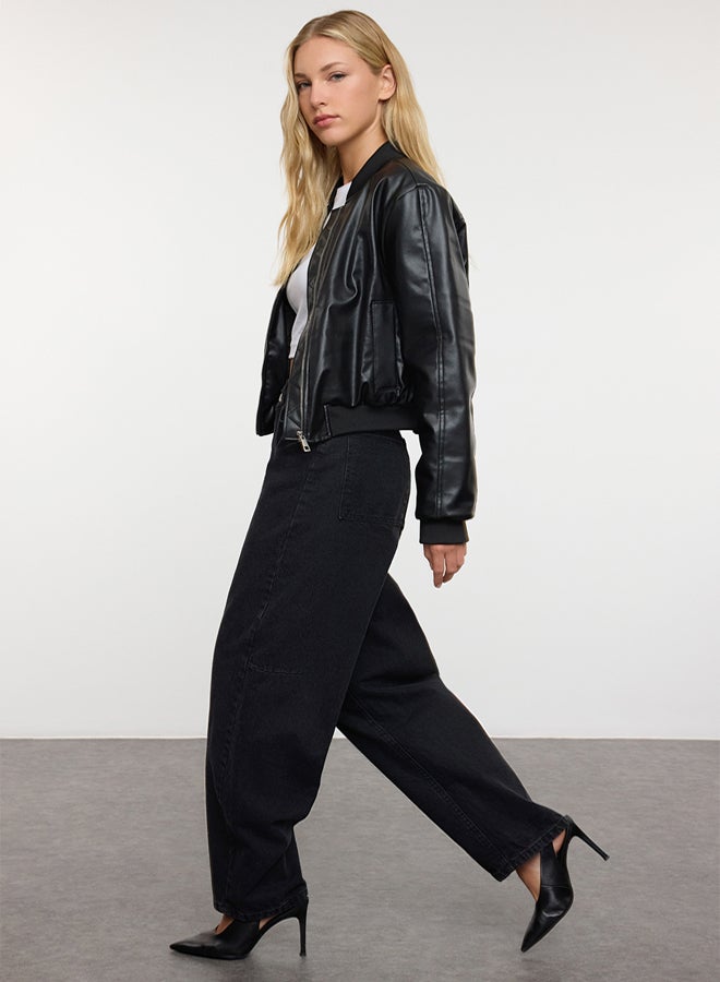 trendyol Black More Sustainable Stitch Detail Low Waist Skater Baggy Jeans  - Image 2