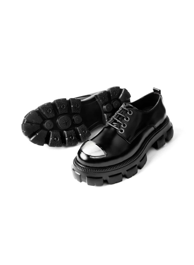 Men's black shoes with a thick EVA sole and metal toe cap - Black - Image 2