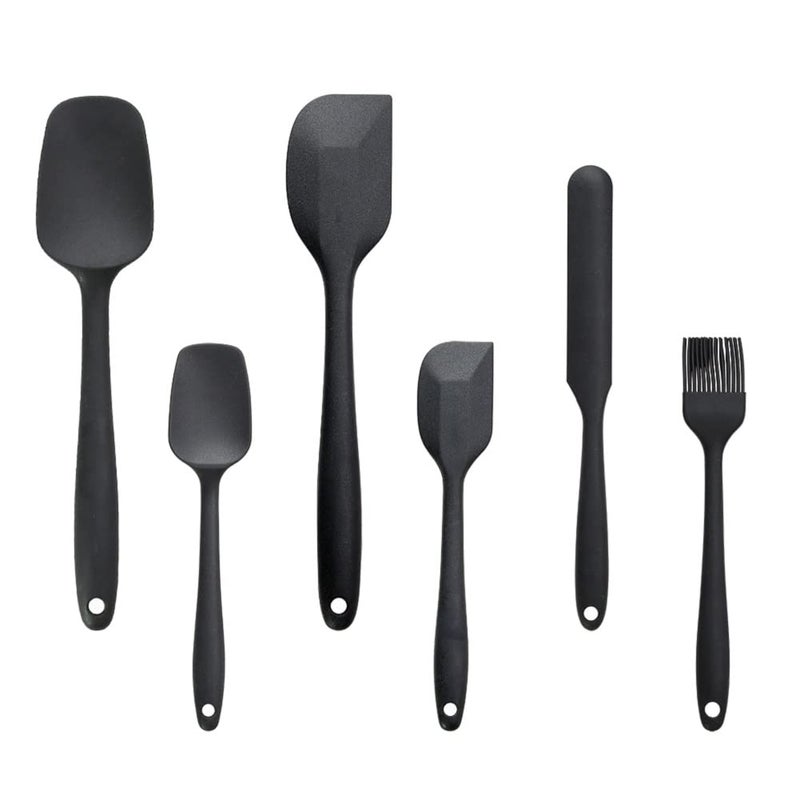 MOBDESK Silicone Spatula Sets of 6 PcsMade of 100 Food GradeSilicone One Piece Design Seamless HeatResistant SpatulaPerfect for Spatula CookingBakingMixing Black PP56 - Image 1