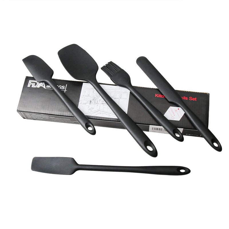 MOBDESK Silicone Spatula Sets of 6 PcsMade of 100 Food GradeSilicone One Piece Design Seamless HeatResistant SpatulaPerfect for Spatula CookingBakingMixing Black PP56 - Image 2