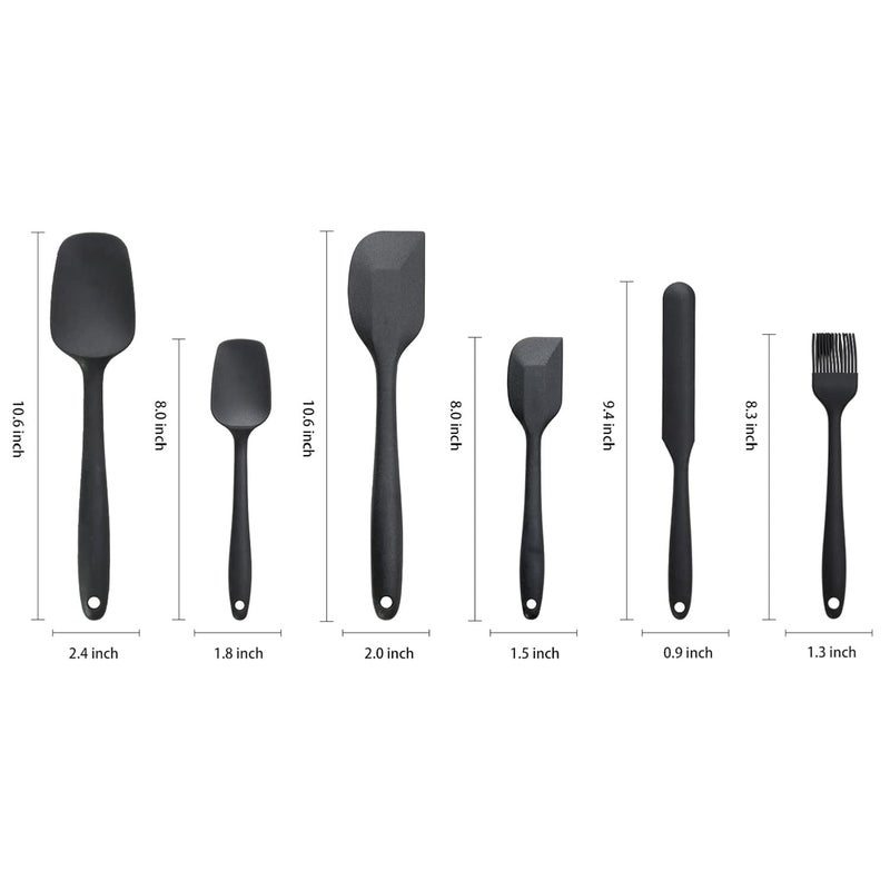 MOBDESK Silicone Spatula Sets of 6 PcsMade of 100 Food GradeSilicone One Piece Design Seamless HeatResistant SpatulaPerfect for Spatula CookingBakingMixing Black PP56 - Image 5