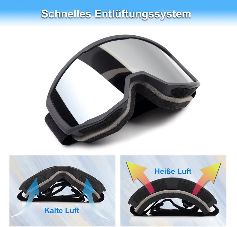 EXP VISION Ski/Snowboard Goggles for Men Women, OTG Snow Goggles Anti Fog UV Protection - Image 3