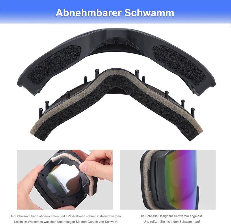 EXP VISION Ski/Snowboard Goggles for Men Women, OTG Snow Goggles Anti Fog UV Protection - Image 4