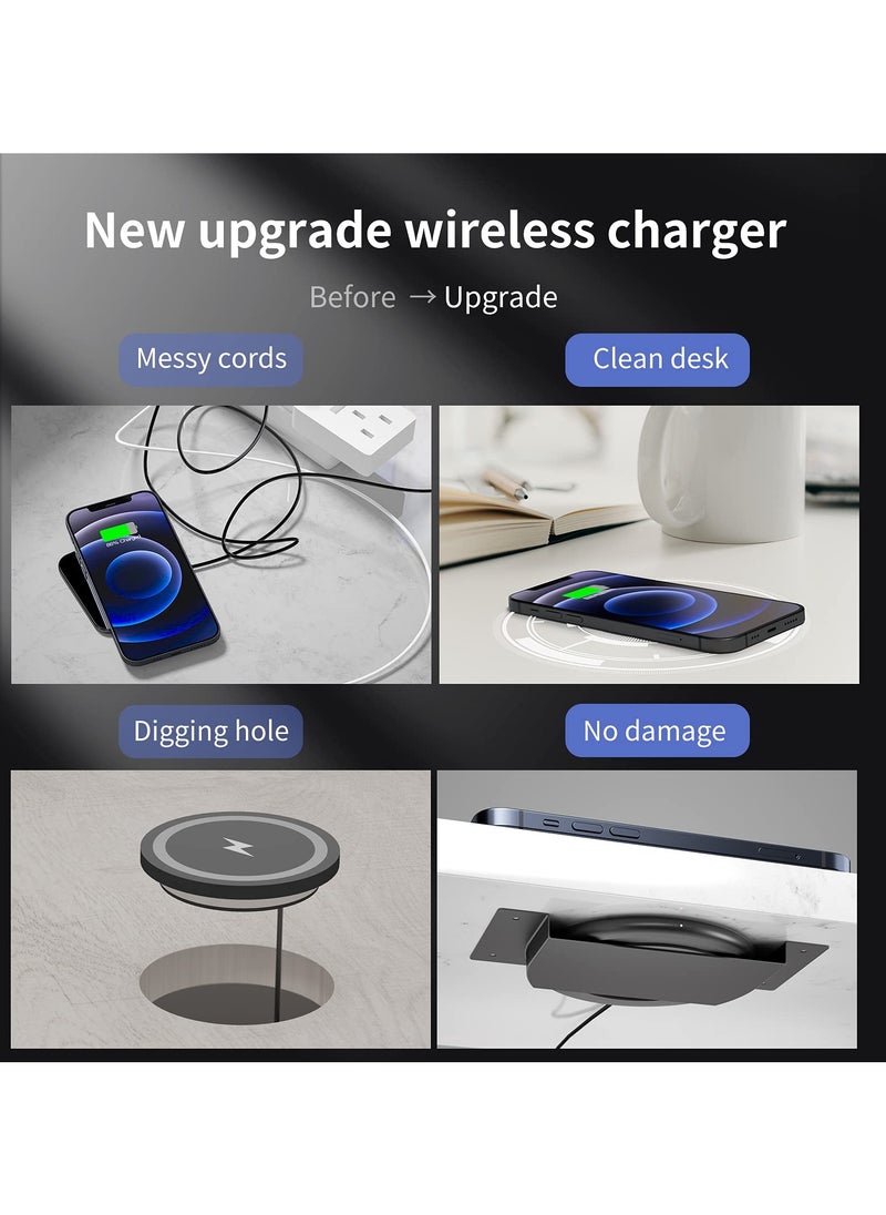 SYOSI - Invisible Wireless Charger Hidden Long Distance Wireless Phone Charger Under Desk 10W Charging Pad for iPhone 14 13 Series and Galaxy S20 S10 Series - Image 1