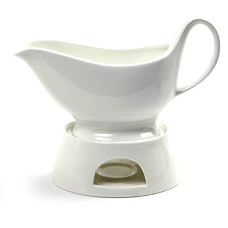 Norpro Norpro Porcelain Gravy Sauce Boat with Stand and Candle 