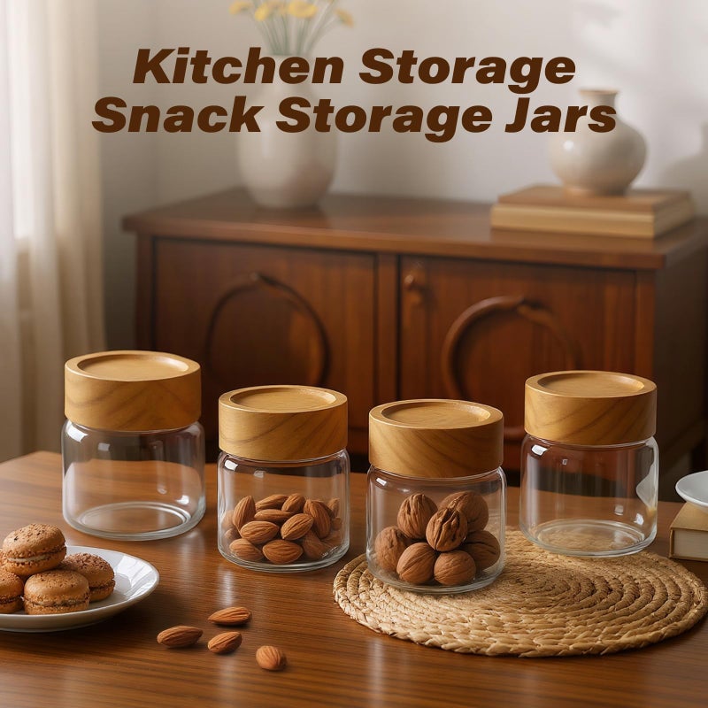 Zoaiirte 6-Pack 6 fl oz Airtight Food Sealed Jars with Acacia Wood Lids - Glass Meal Prep Containers for Overnight Oats, Snack Storage, Chia Pudding, Pantry Organization Essentials - Image 5