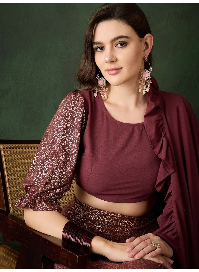 AKS Baigani Lehenga Choli with Foil print