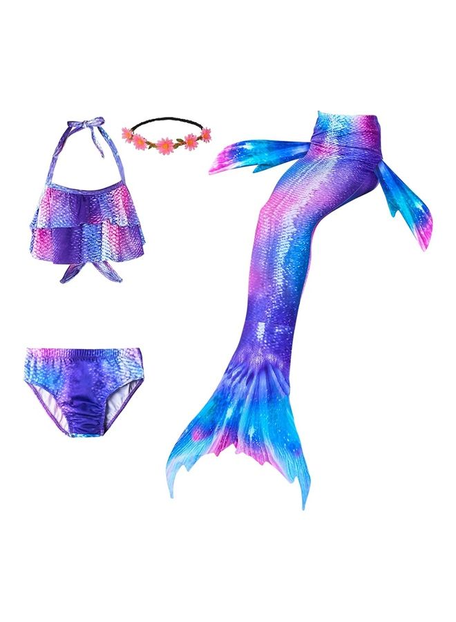 NIBEMINENT 4-Piece Mermaid Swimming Costume Set 140cm - Image 1