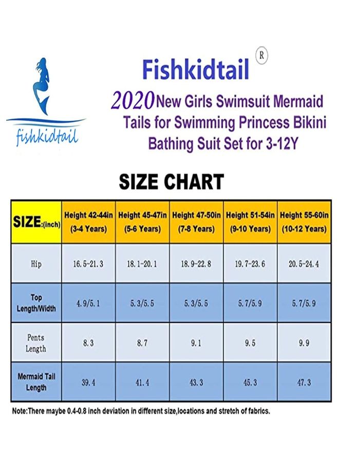 NIBEMINENT 4-Piece Mermaid Swimming Costume Set 140cm - Image 3